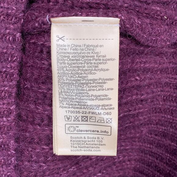 Scotch & Soda Pink Purple Colorblock Chunky Knit Wool Alpaca Sweater - Picture 9 of 10